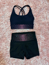 Two-Toned Rhinestone Banded Sports Bra