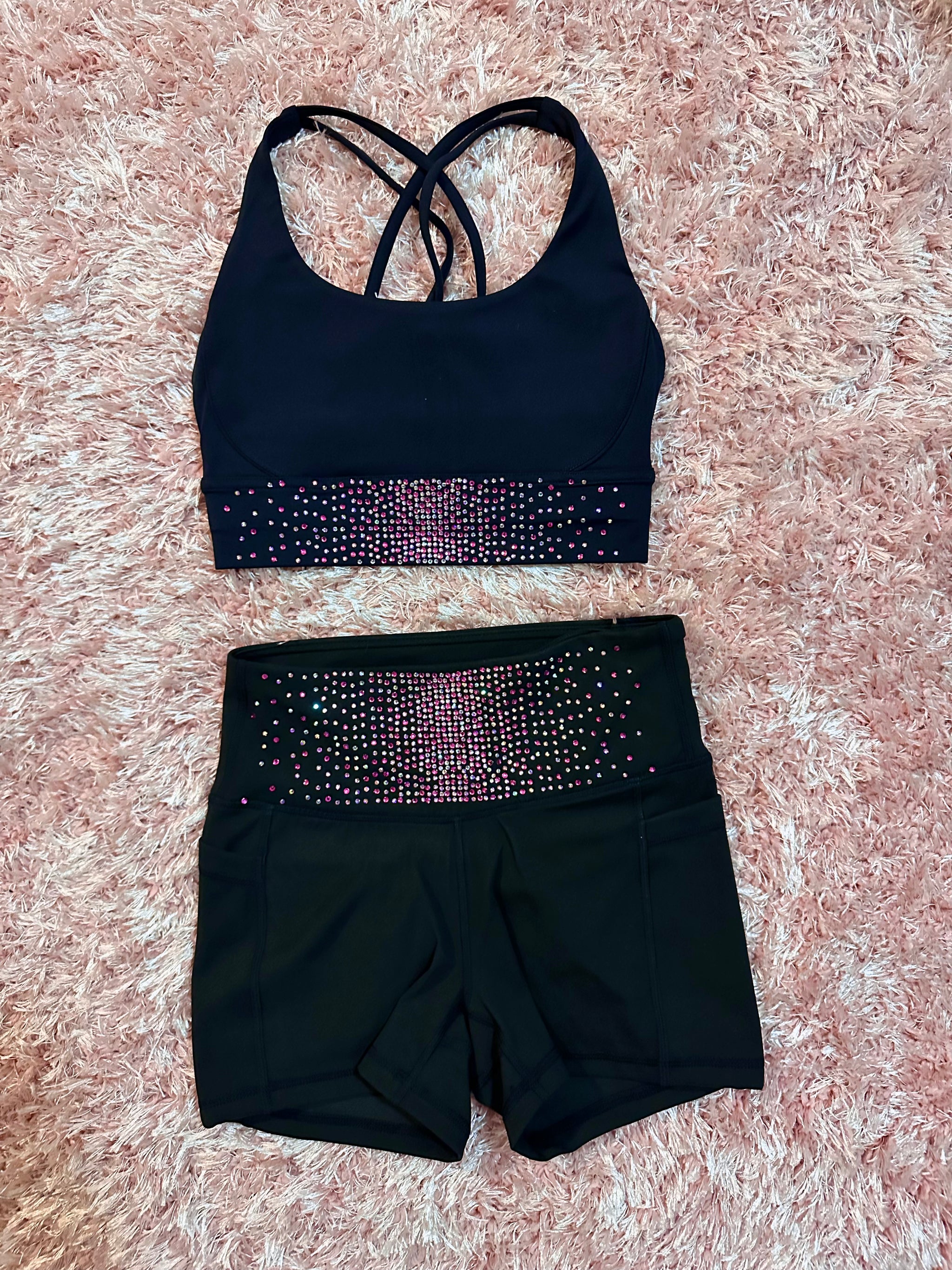 Two-Toned Rhinestone Banded Sports Bra